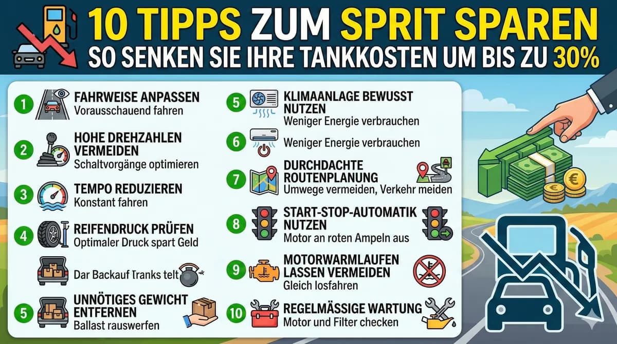 10 Tipps zum Sprit sparen: So senken Sie Ihre Tankkosten um bis zu 30%